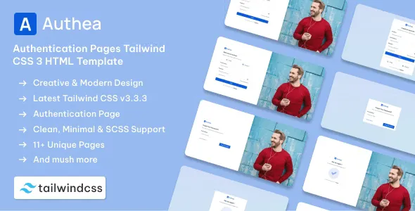 Authea - Authentication Pages Tailwind CSS 3 HTML Template