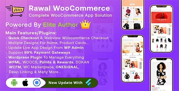 Rawal v3.1.1 - Ionic Woocommerce & Flutter Woocommerce Full Mobile Application Solution with Setting Plugin