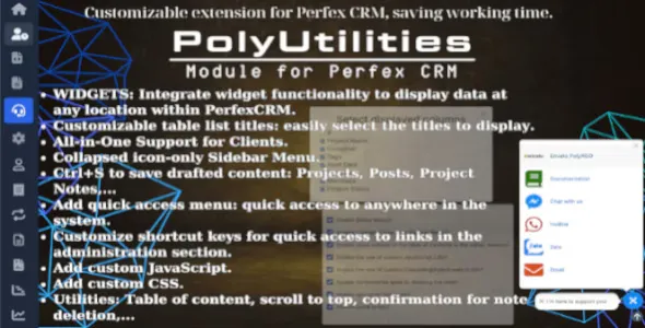 PolyUtilities for Perfex CRM v1.0.8 - Quick Access Menu, Custom JS, CSS