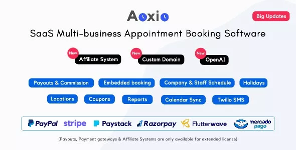 Aoxio v2.2 - SaaS Multi-Business Service Booking Software
