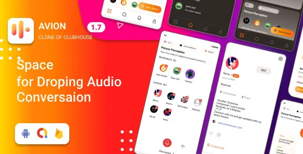 Avion v1.7 - Social Audio App Clone of Clubhouse Social Networking App with Amob