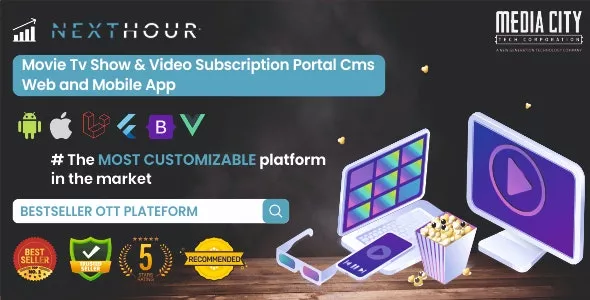 Next Hour v5.6 - Movie TV Show & Video Subscription Portal CMS Web and Mobile App