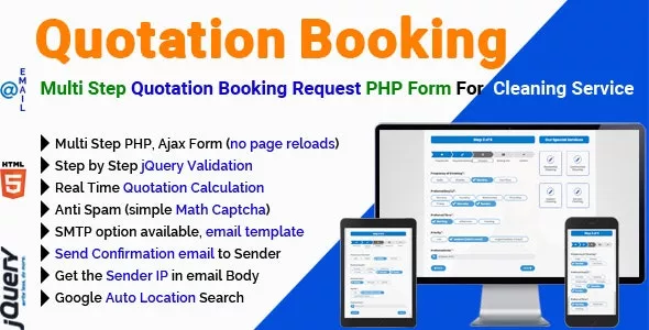 Quotation Booking v3.1.1 - Multi Step Quotation Booking Request PHP Form For Cleaning Service
