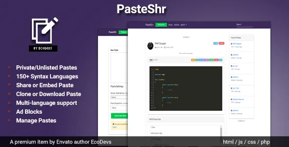 PasteShr v3.2.5 - Text Hosting & Sharing Script