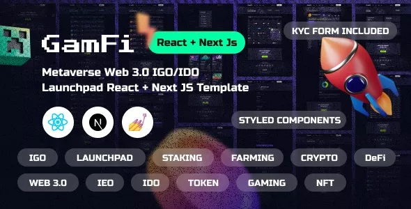 GamFi v1.2 - Metaverse Web3 IGO Launchpad React, Next JS Template