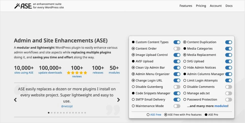 Admin and Site Enhancements (ASE) Pro v6.9.3