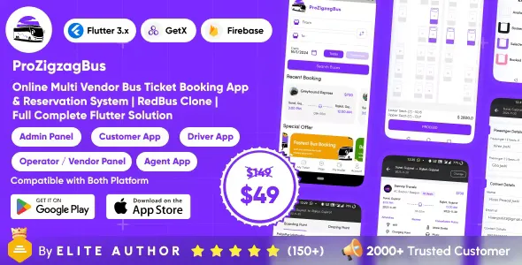 ProZigzagBus v1.1 - Online Multi Vendor Bus Ticket Booking App & Reservation System Flutter Solution
