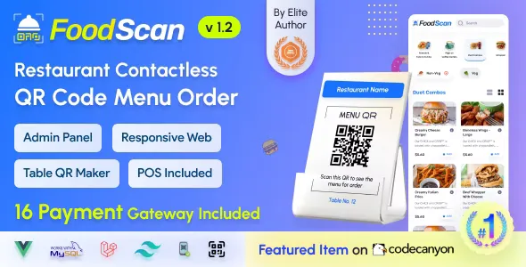 FoodScan - QR Code Restaurant Menu Maker and Contactless Table Ordering System with Restaurant POS