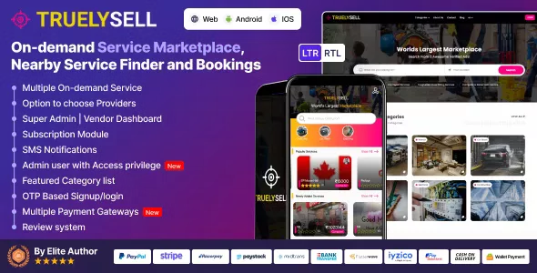 TruelySell v2.3.4 - Multi Vendor Online Service Booking Marketplace and Nearby Service Finder Software