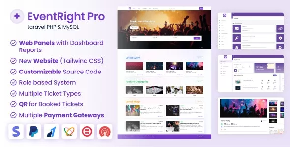 EventRight Pro v2.0 - Ticket Sales and Event Booking & Management System with Website & Web Panels (SaaS)