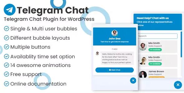 Telegram Chat Support Pro WordPress Plugin v1.0.2