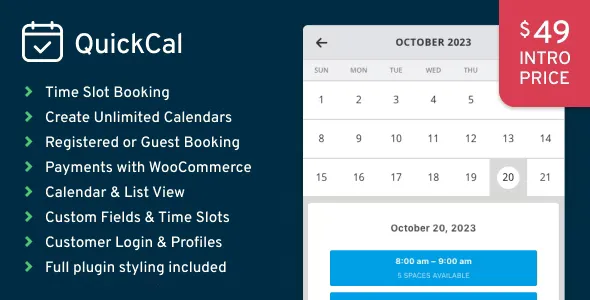 QuickCal v1.0.10 - Appointment Booking Calendar for WordPress