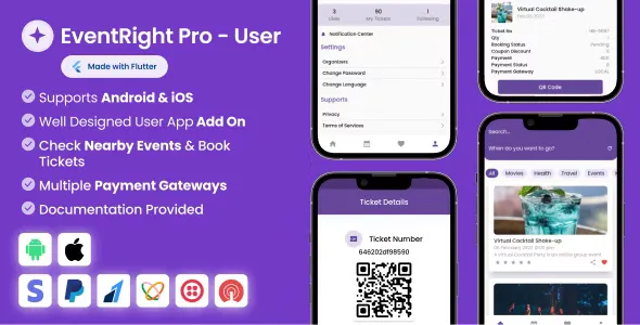 User App for EventRight Pro Event Ticket Booking System v2.2.0