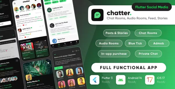 Chatter - Ultimate Social Media with Chat Rooms, Posts, Stories, Chat