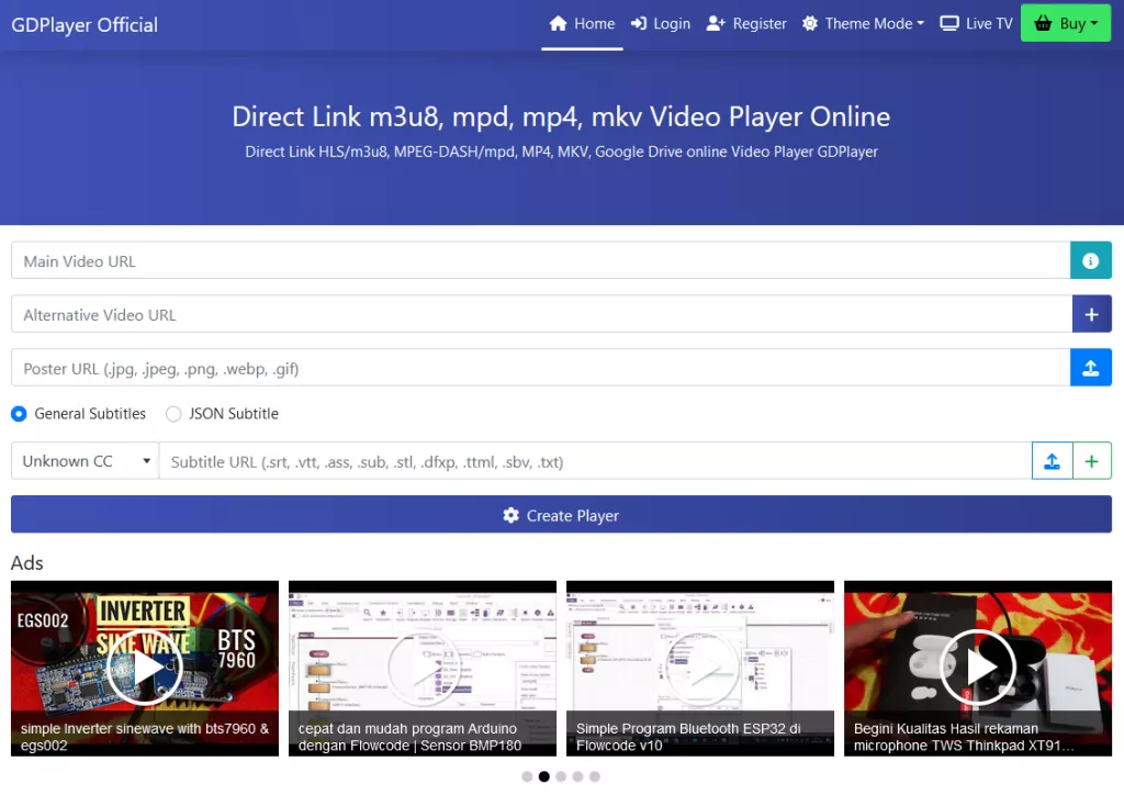 GDPlayer to Google Drive Video Player PHP System