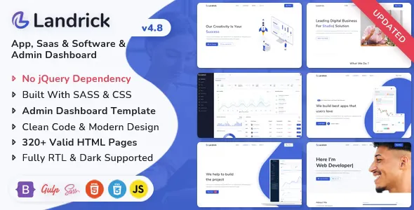 Landrick v4.8 - Multipurpose App, Saas & Software Landing & Admin Dashboard Template