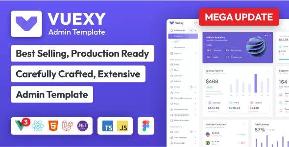 Vuexy - Vuejs, Nuxt, React - Next.js, HTML, Laravel, Asp.Net & Django Admin Dashboard Template