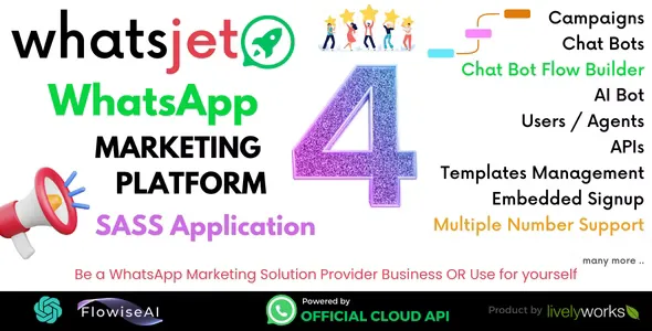 WhatsJet SaaS - A WhatsApp Marketing Platform with Bulk Sending, Campaigns, Chat Bots & CRM