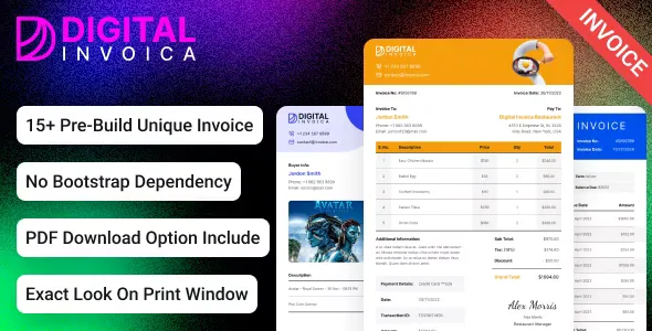 Digital Invoica - Invoice HTML Template for Ready to Print