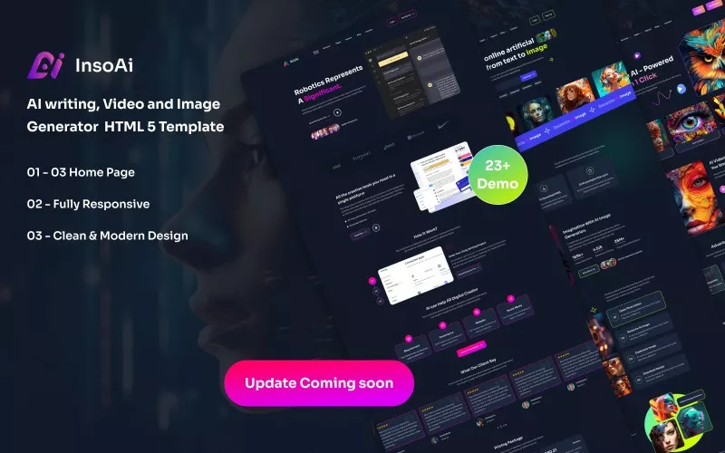 InsoAi - AI writing, Video, and Image Generator HTML5 Template