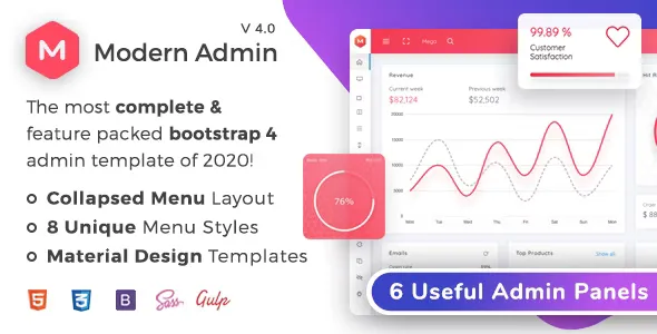 Modern Admin v4.0 - Clean Bootstrap 4 Dashboard HTML Template + Material Design