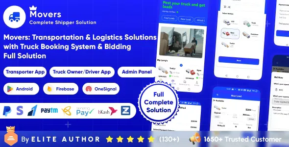 Movers v1.1 - Online Load, Truck Booking & Lorry, Bid, Cargo, Logistics Transport Services Full Solution