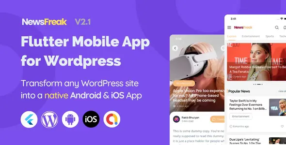 Newsfreak v2.2 - Flutter Mobile App for WordPress