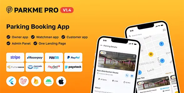 ParkMePRO v1.4 - Flutter Complete Car Parking App with Owner and WatchMan App