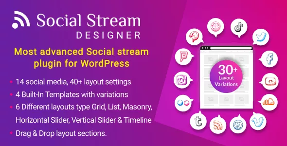 Social Stream Designer v1.1.9 - Instagram Facebook Twitter Feed - Social media Feed Grid Gallery Plugin