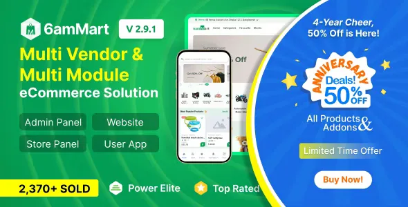 6amMart - Multivendor Food, Grocery, eCommerce, Parcel, Pharmacy Delivery App with Admin & Website