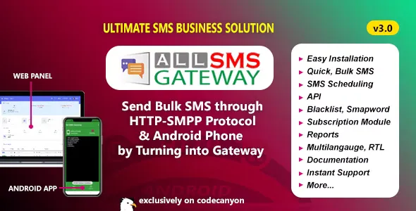 All SMS Gateway - Send Bulk SMS through HTTP-SMPP Protocol & Android Phone by Turning into Gateway