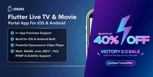 OXOO - Flutter Live TV & Movie Portal App for iOS And Android