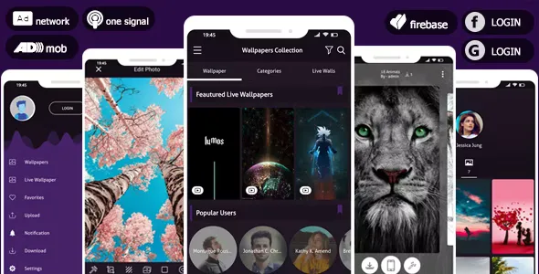 Pro 4K Wallpaper & Photo Editor System - AdMob & Facebook Bidding Ad & Push Notifications