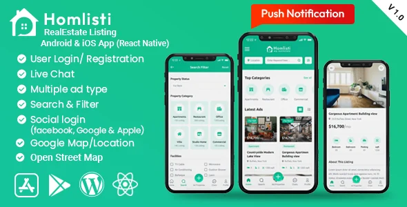 HomListi - Real Estate Listing Android & iOS App