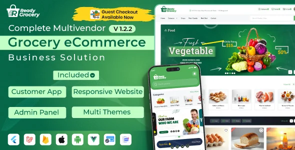 ReadyGrocery - Multivendor Grocery & eCommerce Mobile App with Website & Laravel Admin Panel