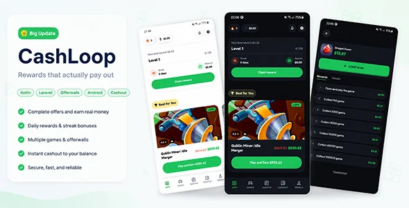 Cashloop - Mobile Reward System with Laravel Admin Panel