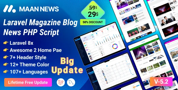 Maan News - Laravel Magazine Blog & News PHP Script