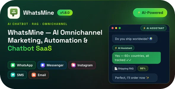 WhatsMine - AI Omnichannel Marketing, Automation & Chatbot SaaS (WhatsApp, Messenger, SMS & Email)